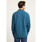 Funky Buddha Ανδρική Μακρυμάνικη Μπλούζα Πόλο Πετρόλ