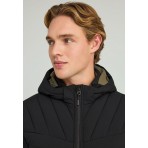 Funky Buddha Ανδρικό Casual Μπουφάν με Κουκούλα Μαύρο