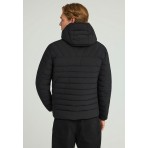 Funky Buddha Ανδρικό Casual Μπουφάν με Κουκούλα Μαύρο