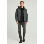 Funky Buddha Ανδρικό Casual Μπουφάν με Κουκούλα Γκρι Σκούρο