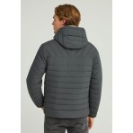 Funky Buddha Ανδρικό Casual Μπουφάν με Κουκούλα Γκρι Σκούρο