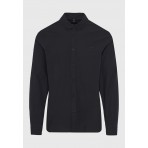 Funky Buddha Ανδρικό Μακρυμάνικο Πουκάμισο Oxford Μαύρο