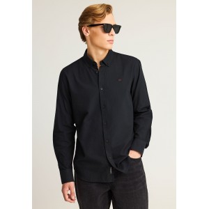 Funky Buddha The Essentials Oxford Πουκάμισο Μακρυμάνικο Ανδρικό (FBM012-002-05-BLACK)