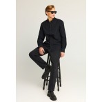 Funky Buddha Ανδρικό Μακρυμάνικο Πουκάμισο Oxford Μαύρο