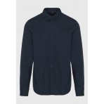 Funky Buddha Ανδρικό Μακρυμάνικο Πουκάμισο Oxford Μπλε Σκούρο