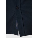 Funky Buddha Ανδρικό Μακρυμάνικο Πουκάμισο Oxford Μπλε Σκούρο