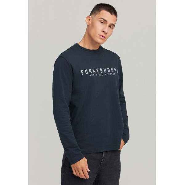 Funky Buddha Print On The Chest Μπλούζα Με Λαιμόκοψη Ανδρική (FBM012-002-07-BLACK)