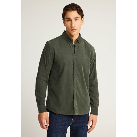 Funky Buddha Ανδρικό Μακρυμάνικο Πουκάμισο Κοτλέ Χακί