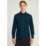 Funky Buddha Κοτλέ Πουκάμισο Μακρυμάνικο Ανδρικό (FBM012-003-05-INDIAN-TEAL)