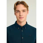 Funky Buddha Κοτλέ Πουκάμισο Μακρυμάνικο Ανδρικό (FBM012-003-05-INDIAN-TEAL)