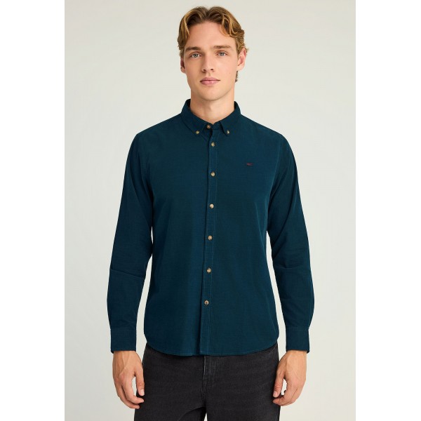 Funky Buddha Κοτλέ Πουκάμισο Μακρυμάνικο Ανδρικό (FBM012-003-05-INDIAN-TEAL)