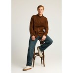 Funky Buddha Ανδρικό Μακρυμάνικο Πουκάμισο Κοτλέ Καφέ