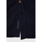 Funky Buddha Ανδρικό Μακρυμάνικο Πουκάμισο Κοτλέ Μπλε Σκούρο