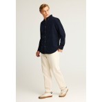 Funky Buddha Ανδρικό Μακρυμάνικο Πουκάμισο Κοτλέ Μπλε Σκούρο