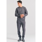 Funky Buddha Ανδρική Μακρυμάνικη Μπλούζα με Λαιμόκοψη Γκρι