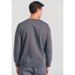 Funky Buddha Ανδρική Μακρυμάνικη Μπλούζα με Λαιμόκοψη Γκρι