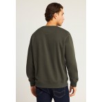 Funky Buddha Ανδρική Μακρυμάνικη Μπλούζα με Λαιμόκοψη Χακί