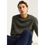 Funky Buddha Ανδρική Μακρυμάνικη Μπλούζα με Λαιμόκοψη Χακί