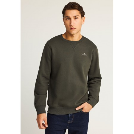 Funky Buddha Ανδρική Μακρυμάνικη Μπλούζα με Λαιμόκοψη Χακί