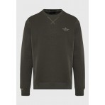 Funky Buddha Ανδρική Μακρυμάνικη Μπλούζα με Λαιμόκοψη Χακί