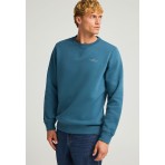 Funky Buddha Ανδρική Μακρυμάνικη Μπλούζα με Λαιμόκοψη Πετρόλ