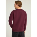 Funky Buddha Ανδρική Μακρυμάνικη Μπλούζα με Λαιμόκοψη Μπορντό