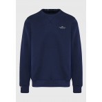 Funky Buddha Ανδρική Μακρυμάνικη Μπλούζα με Λαιμόκοψη Μπλε Σκούρο