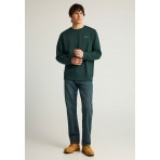 Funky Buddha Ανδρική Μακρυμάνικη Μπλούζα με Λαιμόκοψη Κυπαρισσί