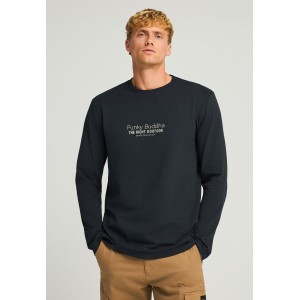 Funky Buddha Branded Print Μπλούζα Με Λαιμόκοψη Ανδρική (FBM012-003-07-BLACK)