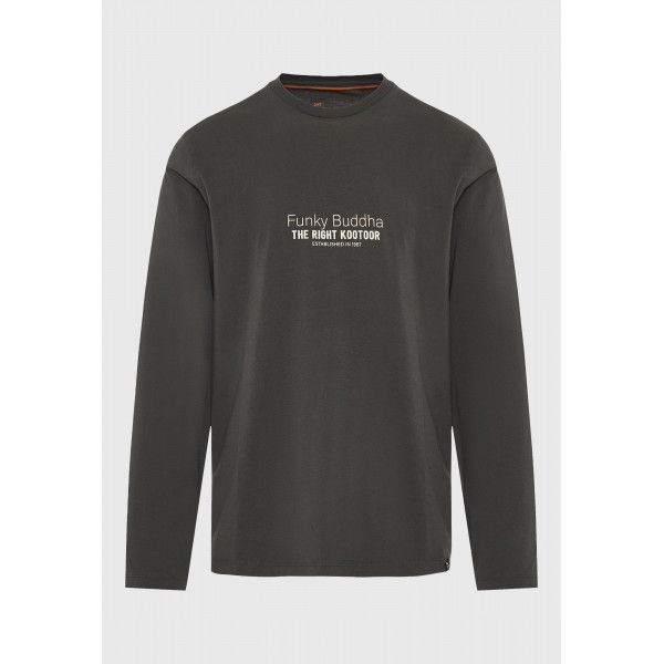 Funky Buddha Branded Print Μπλούζα Με Λαιμόκοψη Ανδρική (FBM012-003-07-FOREST-NIGHT)