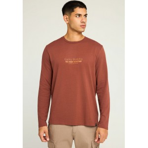 Funky Buddha Branded Print Μπλούζα Με Λαιμόκοψη Ανδρική (FBM012-003-07-HENNA-BROWN)