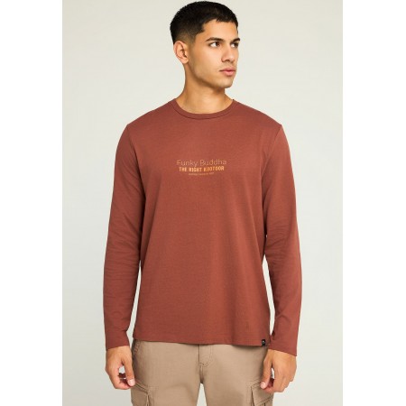 Funky Buddha Ανδρική Μακρυμάνικη Μπλούζα Κεραμιδί