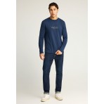 Funky Buddha Ανδρική Μακρυμάνικη Μπλούζα Μπλε Σκούρο