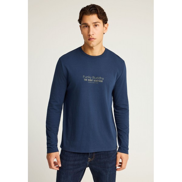 Funky Buddha Ανδρική Μπλούζα Με Μακρύ Μανίκι (FBM012-003-07-NAVY)