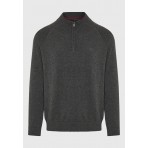Funky Buddha Ανδρικό Πλεκτό Με Φερμουάρ (FBM012-003-09-DK-GREY-MEL)