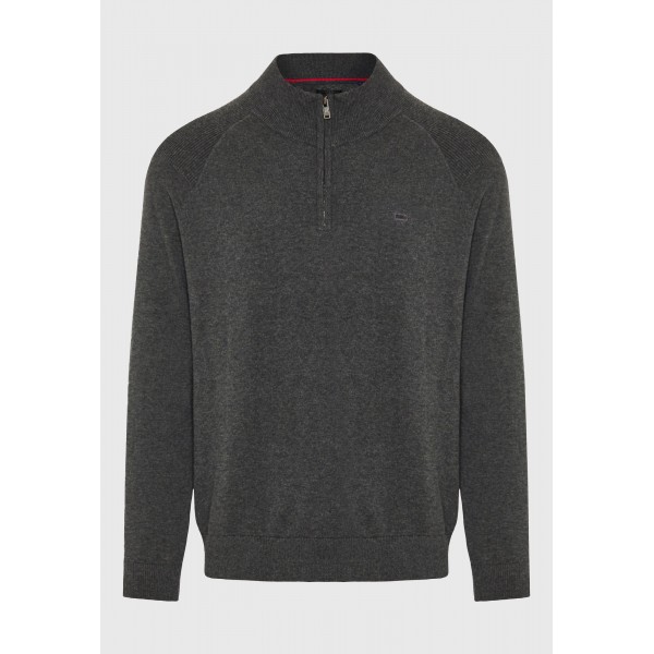 Funky Buddha Ανδρικό Πλεκτό Με Φερμουάρ (FBM012-003-09-DK-GREY-MEL)