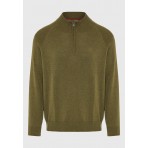 Funky Buddha Ανδρικό Πλεκτό Με Φερμουάρ (FBM012-003-09-DUSTY-OLIVE-MEL)