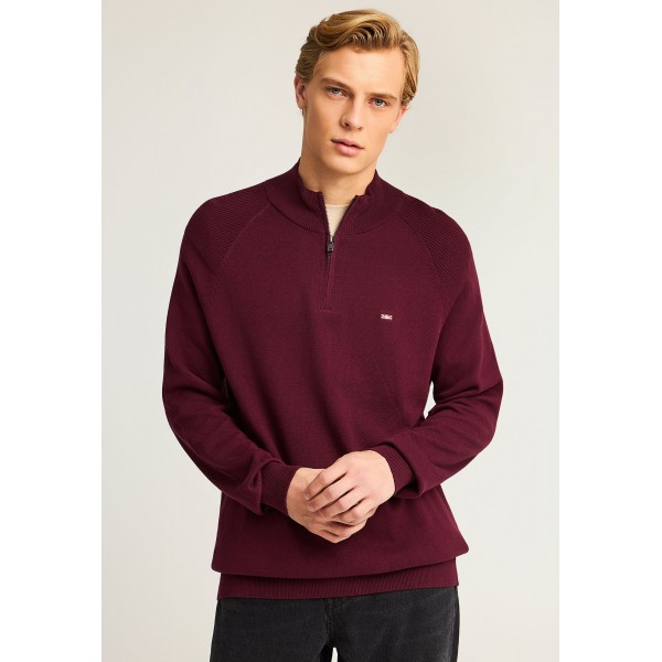 Funky Buddha Ανδρικό Πλεκτό Με Φερμουάρ (FBM012-003-09-MERLOT-MEL)