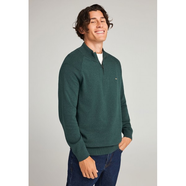 Funky Buddha Ανδρικό Πλεκτό Με Φερμουάρ (FBM012-003-09-PINE-GREEN-MEL)