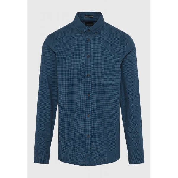 Funky Buddha Ανδρικό Πουκάμισο Καρό (FBM012-004-05-INDIGO)
