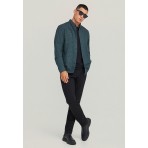 Funky Buddha Ανδρικό Μακρυμάνικο Πουκάμισο Καρό Κυπαρισσί