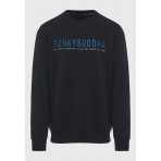 Funky Buddha Ανδρική Μακρυμάνικη Μπλούζα με Λαιμόκοψη Μαύρη