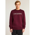 Funky Buddha Ανδρική Μακρυμάνικη Μπλούζα με Λαιμόκοψη Μπορντό