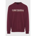 Funky Buddha Ανδρική Μακρυμάνικη Μπλούζα με Λαιμόκοψη Μπορντό