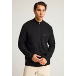 Funky Buddha Ανδρική Πλεκτή Ζακέτα Μαύρη