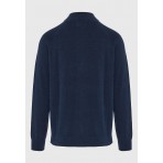 Funky Buddha Ανδρική Πλεκτή Ζακέτα (FBM012-004-09-NAVY-MEL)
