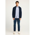 Funky Buddha Ανδρική Πλεκτή Ζακέτα Μπλε Σκούρο