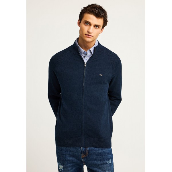 Funky Buddha Ανδρική Πλεκτή Ζακέτα (FBM012-004-09-NAVY-MEL)