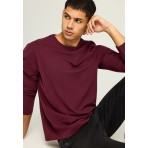 Funky Buddha Ανδρική Μακρυμάνικη Μπλούζα Βυσσινί