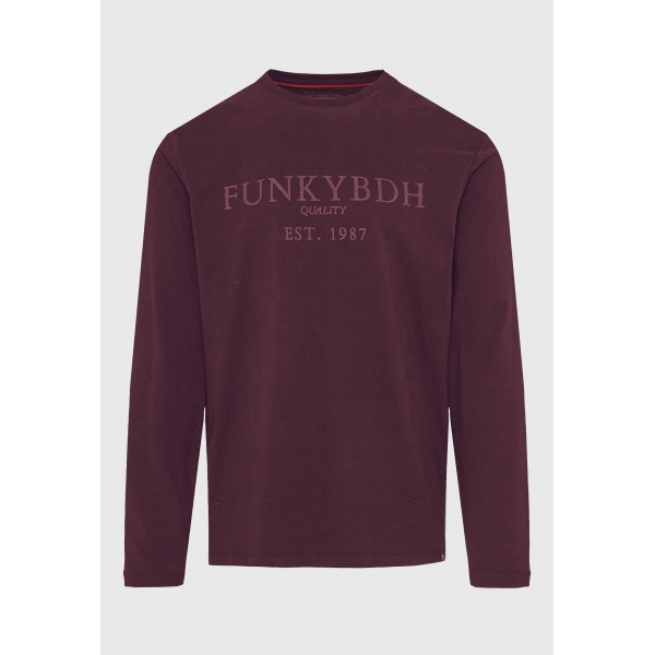 Funky Buddha Ανδρική Μπλούζα Με Μακρύ Μανίκι (FBM012-005-07-MERLOT)